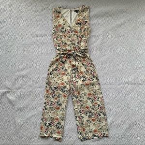 As U Wish Ivory Floral Tie Waist Jumpsuit